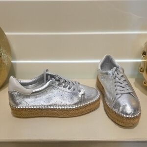 New! Steve Madden Silver Espadrille Sneakers